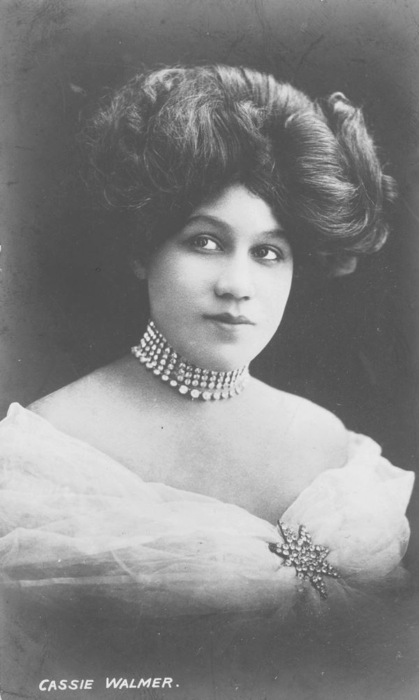 photo of woman in glamourous dress with elaborate hairstyle and jewellery.